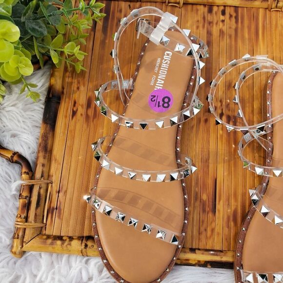 Cushionaire Transparent Studded Strappy Detail Memory Foam Sandals. Sz 8.5 - Picture 9 of 13